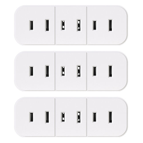 ELEGRP 2 Prong 3Outlet NonGrounded Triple Adapter Outlet,White （3